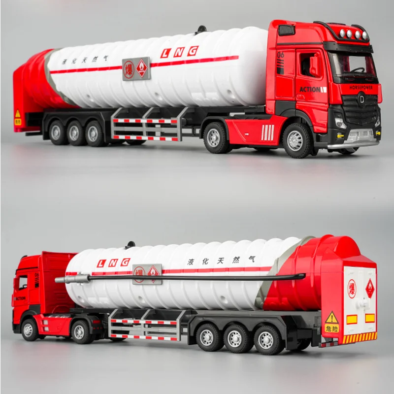 

Diecast Alloy 1:50 Scale Natural Gas Oil Tank Transportation Truck Cars Model Children Classics Collection Toys Souvenir Display