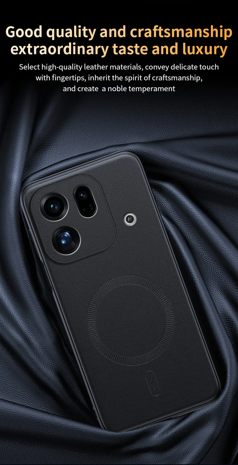 Für Oppo Find X9S Pro: Magnetische Schutzhülle aus Leder, Anti-Fingerabdruck, rutschfest, aus PC+TPU. – Detail 8