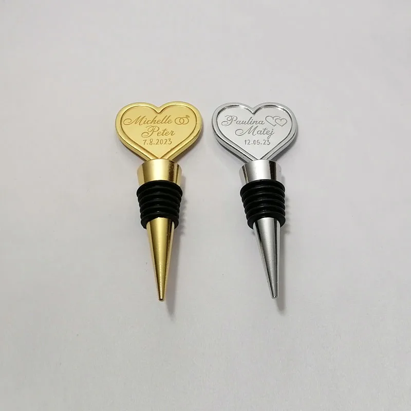 

Custom Love Heart Wine Bottle Stopper Plug, Personalized Caps, Party Favor Gifts Decor, Gold and Silver