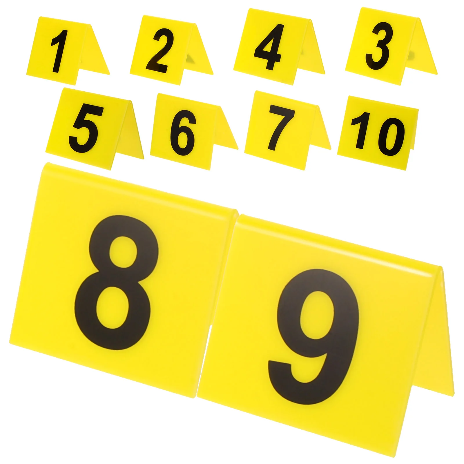 

10 Pcs Labels Signage Restaurant Table Numbers Game Card Reusable Marker Yellow Acrylic Desktop Banquet