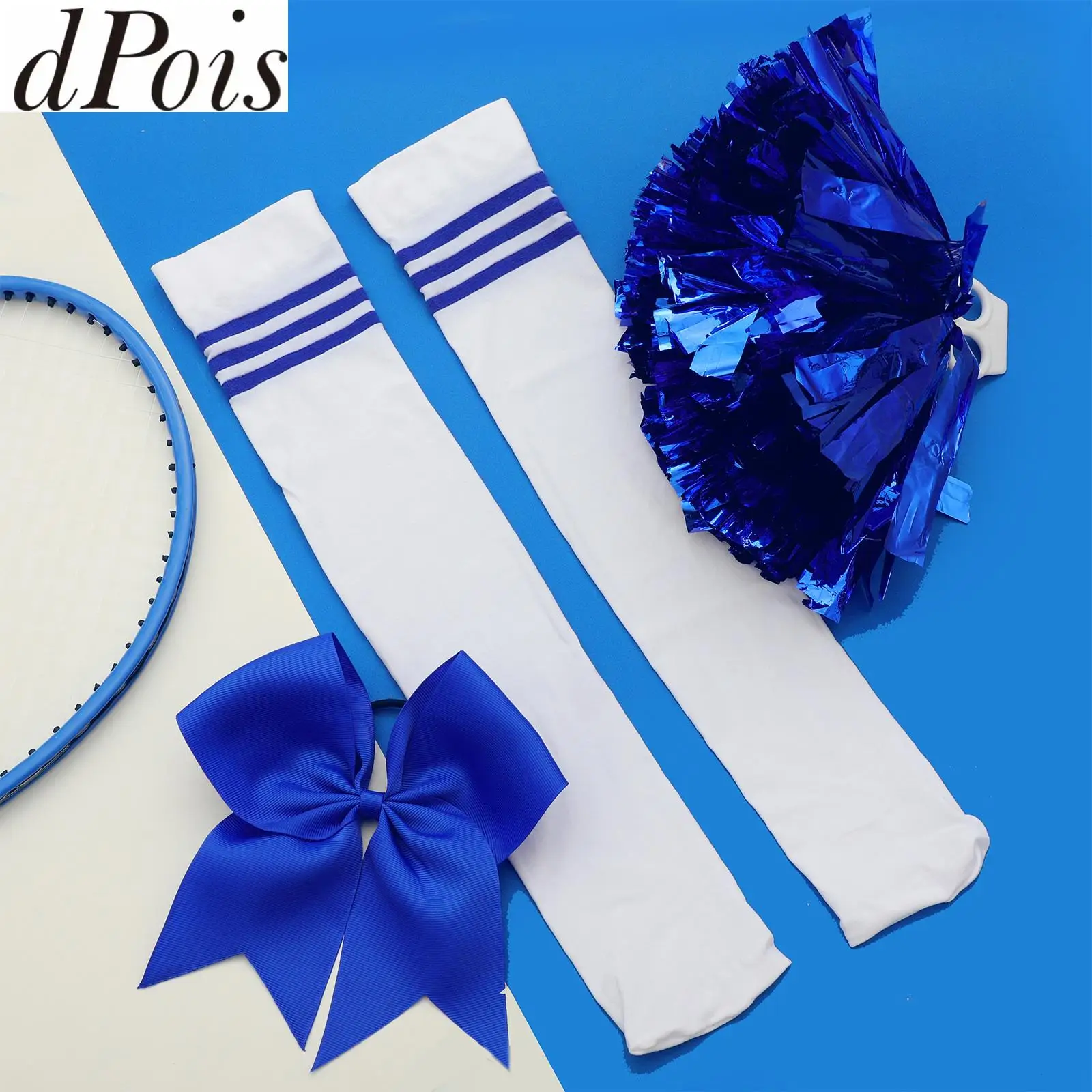 

Kids Girls Cheerleading Dance Accessory Set And Flower Balls Bowknot Headwear Knee High Stockings Cheer Leader Dance Accessories