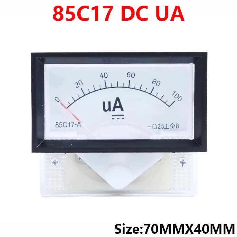 Pointer Type Panel Mount Analog Ammeter Gauge DC Meter 50uA 100uA 200uA 300uA 500uA Measuring Range 85C17