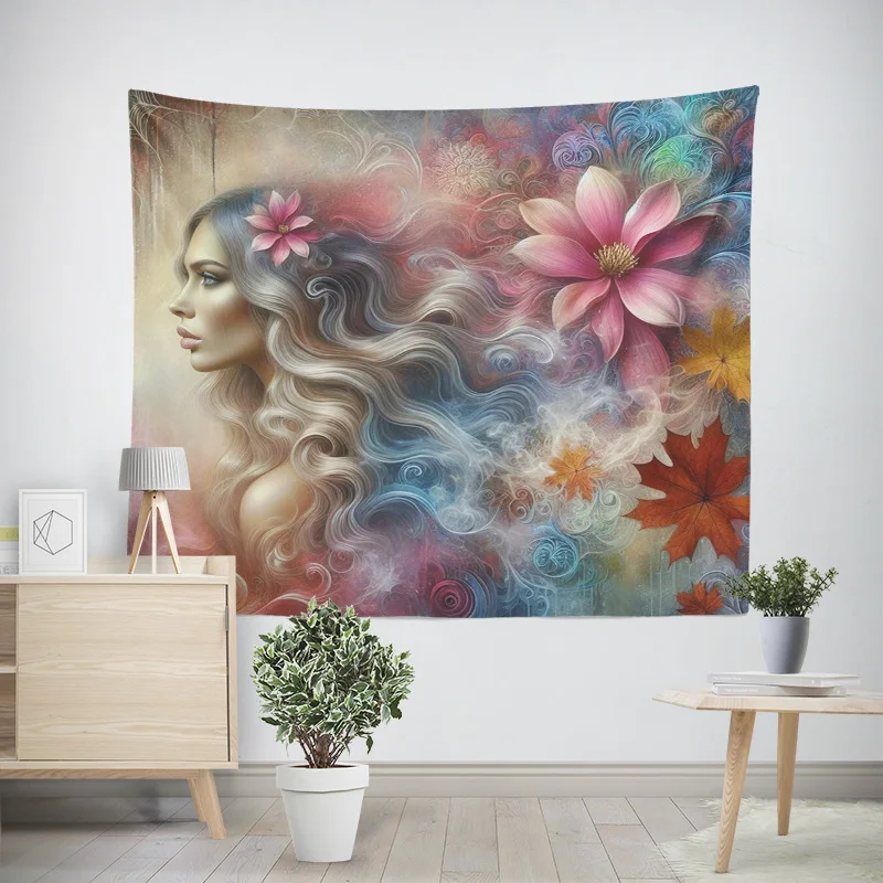 Tapiz psicodélico de cielo cósmico, colgante de pared de estrellas y planetas, adecuado para decoración de habitación y sala de estar, tapiz de paisaje