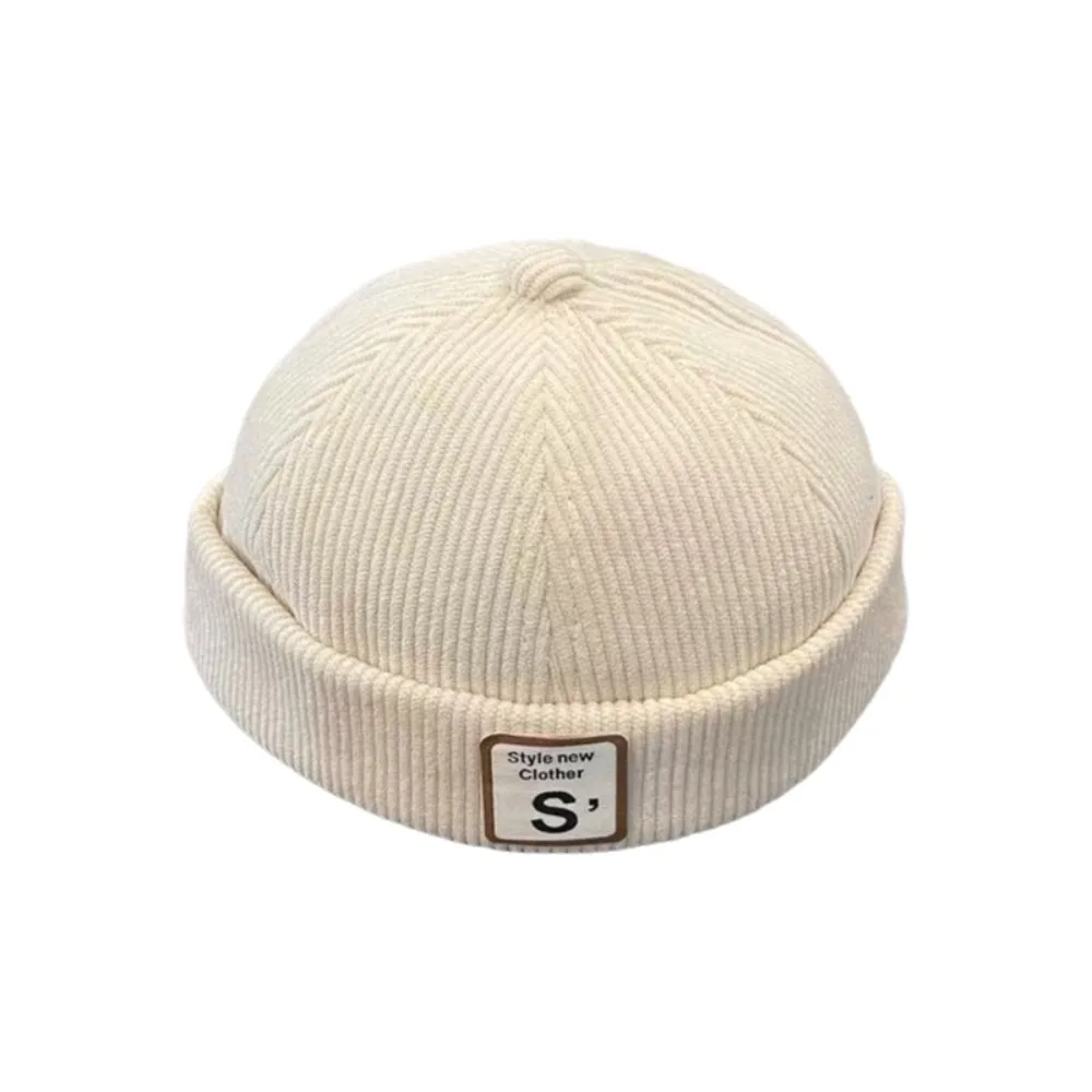 

Fashion Corduroy Baby Hat Adjustable Vintage Brimless Hat Letter Embroidered Solid Color Docker Hat Wear