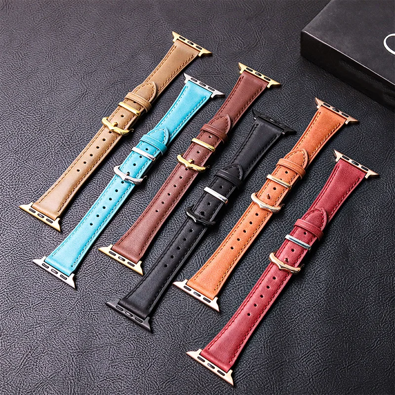 

Suitable For Apple Watch Strap Oil Wax Leather For Apple Watch8 Iwatch7 SE 6th Generation Watch Multiple Colors To Choose From