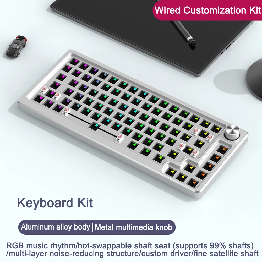 

Custom Mechanical Keyboard Kit Aluminum Gaming Wired RGB Hotswap Non-contact Mechanical Keyboard Kit Gamer Gasket Keyboard Knob