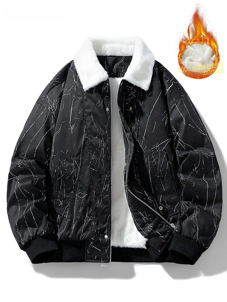 

Утепленная мужская куртка из хлопка в американском стиле с меховым воротником, большие размеры, повседневная модная одежда для города