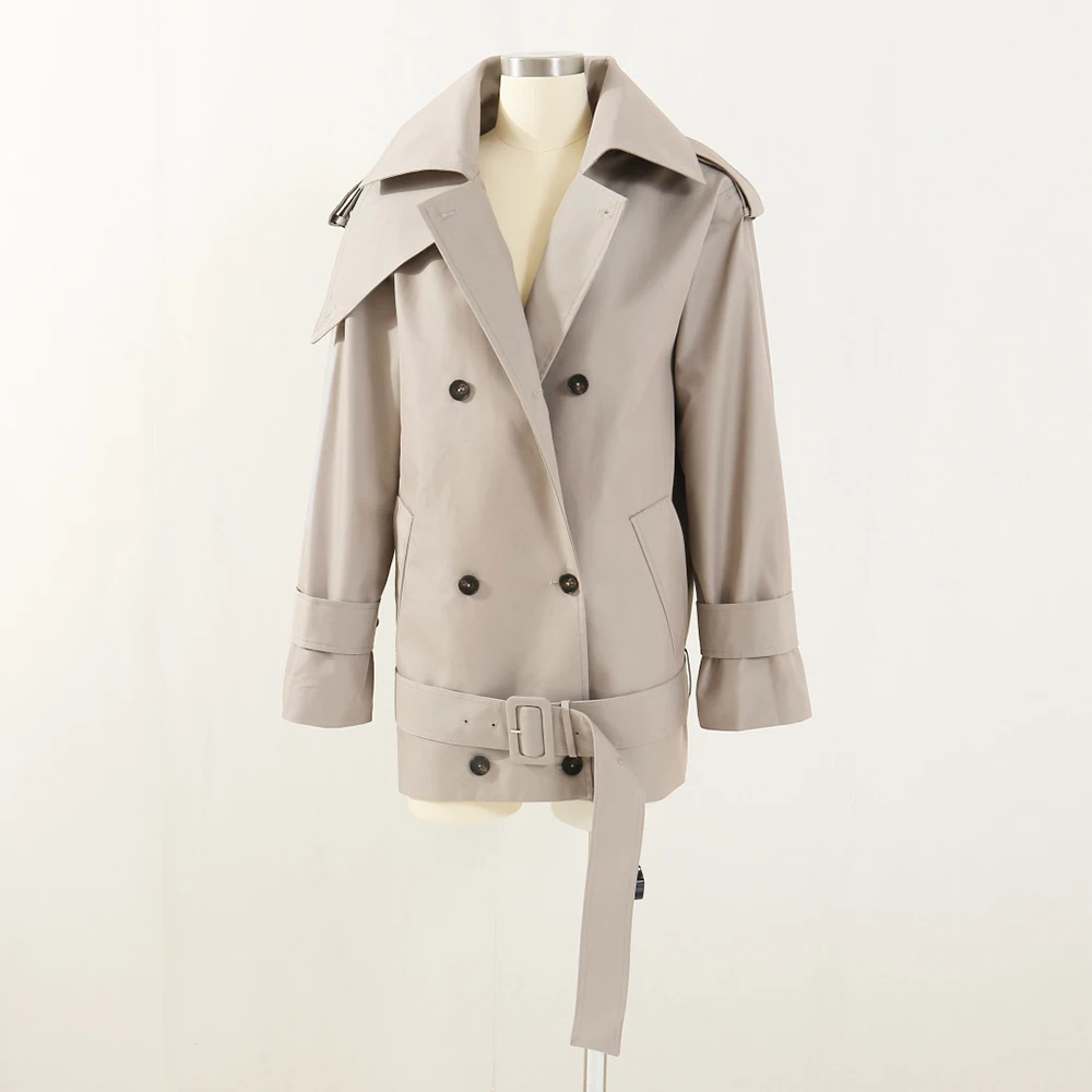 

Женский двубортный плащ Y2K, элегантная пригородная универсальная ветрозащитная куртка с поясом, топ, осеннее новое поступление