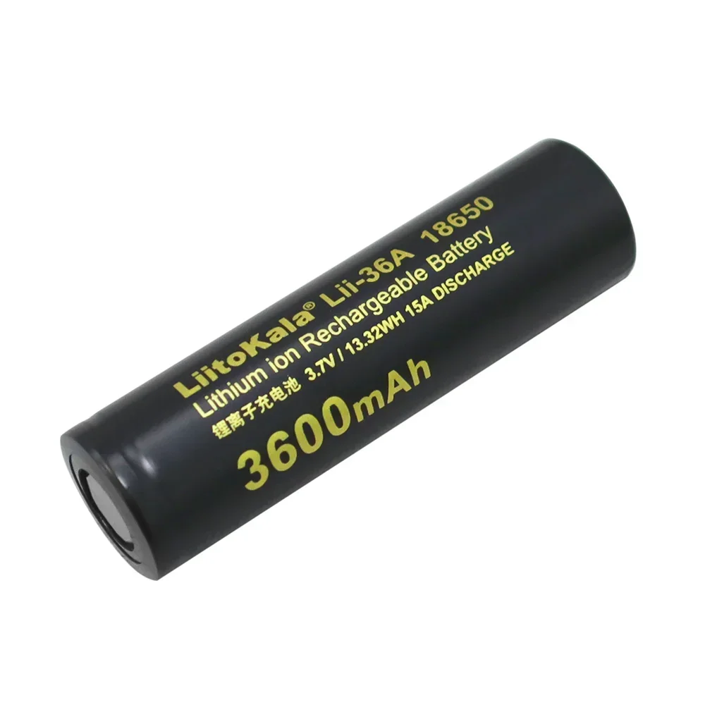 New LiitoKala LII-36A 18650 3600mAh 3.7V Lithium Rechargeable Battery 10A Discharge for Electric toys Flashlight Batteries