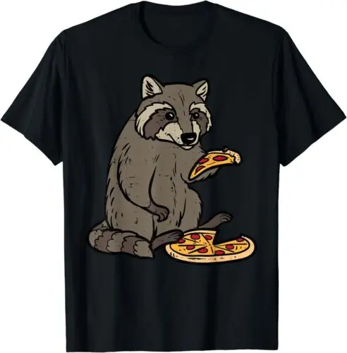  Raccoon Eating Pizza Street Cat Food Fun Gift Tee T-Shirt S-5xl