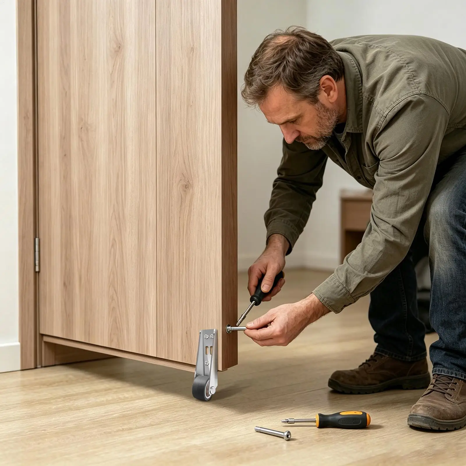 Side-Mounted Casters Drawer Caster Flat Push Telescopic Wheels for Cabinet Counter Furniture With Silent Rubber Wheels