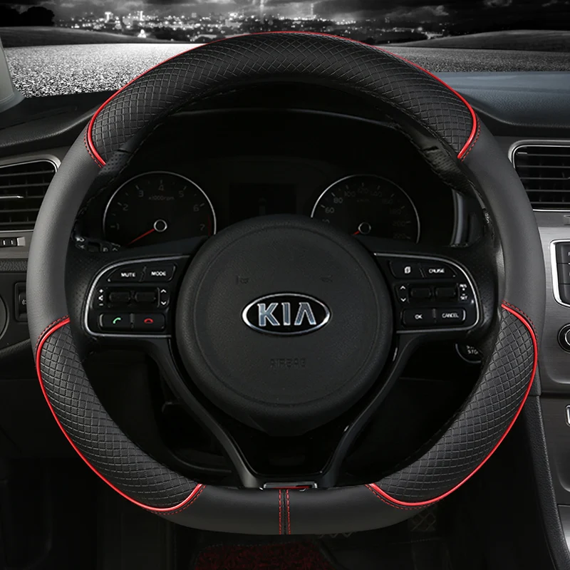 Pu Leder Auto Lenkrad abdeckung 38cm für kia rio 2 3 4 x Linie kombi Limousine k2 k3 k4 k5 kx1 kx3 kx5 sportage Autozubehör – Detail 3