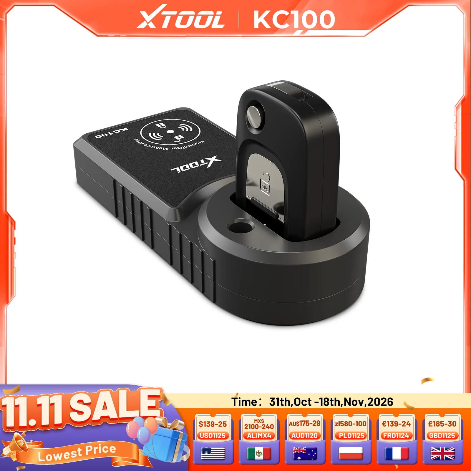 XTOOL KC100 Key Fob Programmer For VW 4&5th For BMW CAS1-CAS3 For Skoda IMMO MQB Tool Work With X100PAD3 X100MAX D8S D9S