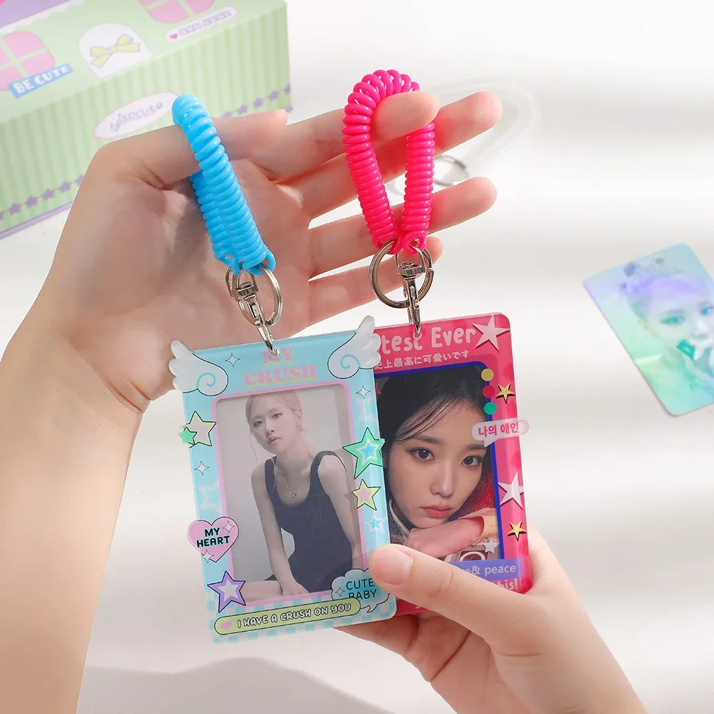 

С брелком в корейском стиле, держатель для карт, чехол для карт, акриловый чехол для студенческой карты, кулон ярких цветов, держатели для удостоверений личности, карта Idol