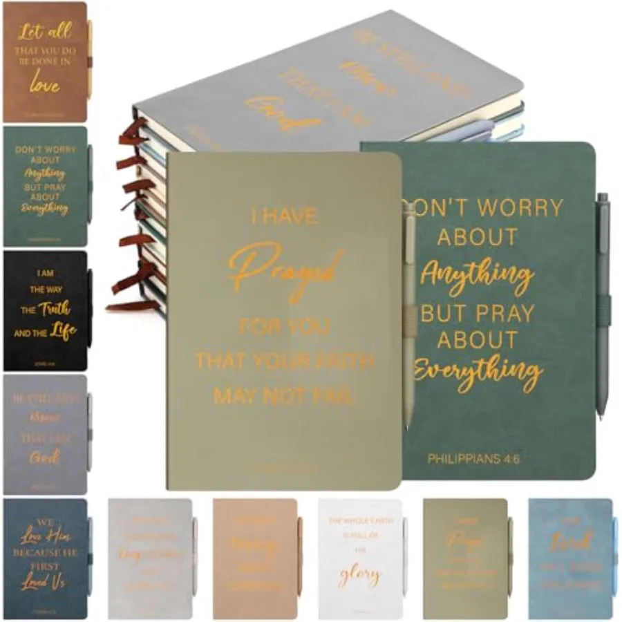 

20 Pcs Christian Gifts Bulk 10pcs Leather Christian Journals for Women Bible Leather Notebooks with 10pcs Pens Inspirational A5