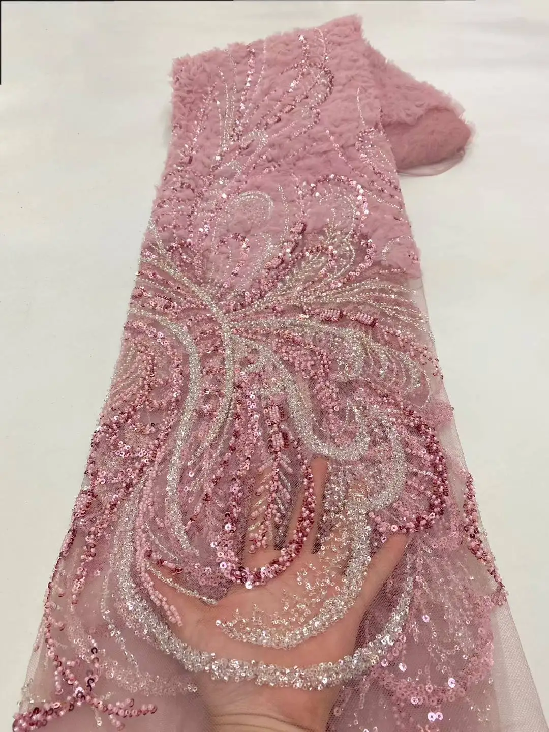 Africa Nigerian Beaded French Mesh Lace With Sequins High Quality 2025 Embroidery Lace Sequins Lace For Wedding Dresses Women