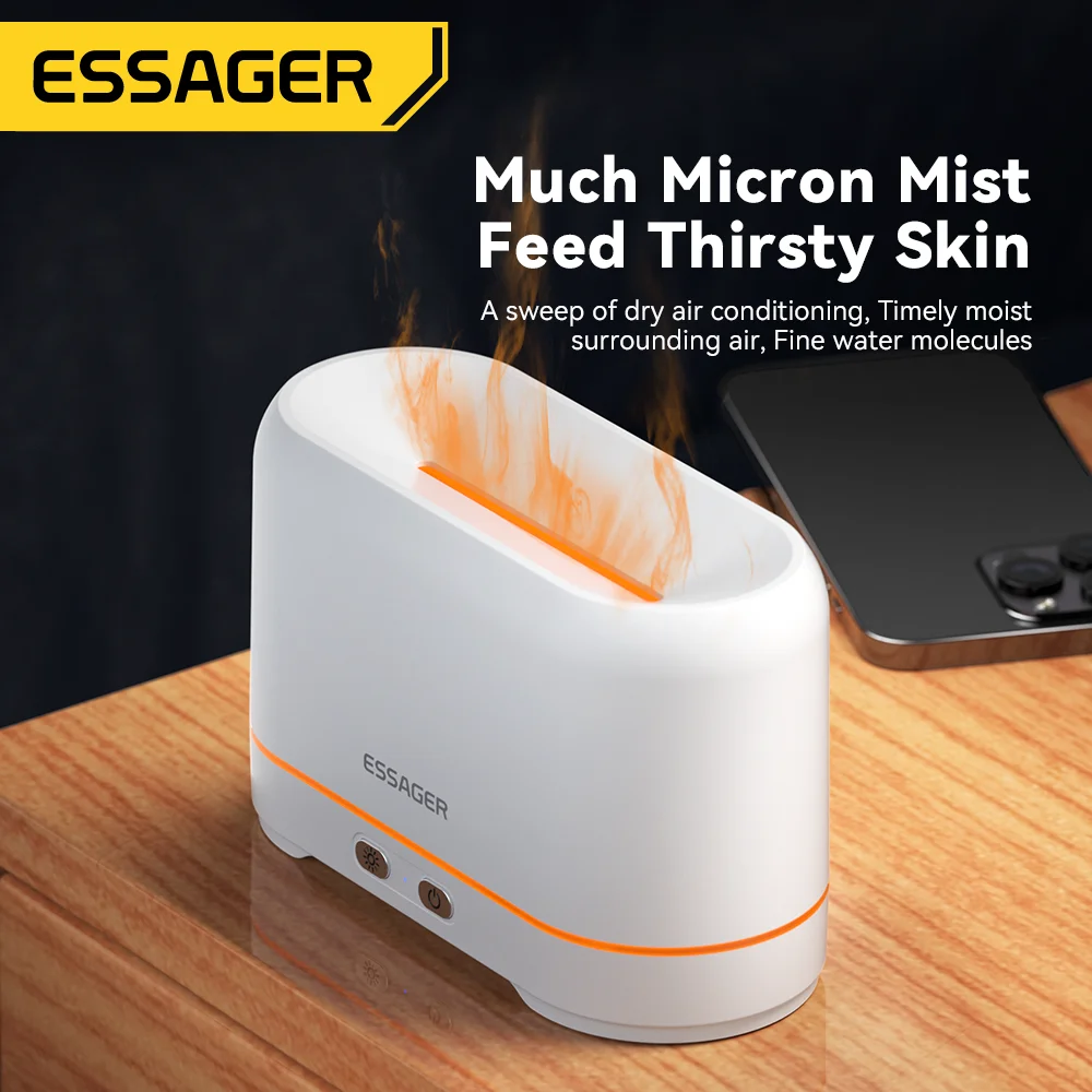 Essager Flame Aroma Diffuser Air Humidifier Electric Ultrasonic Cool Mist Maker Fogger LED Essential Oil  Flame Lamp Air Difusor