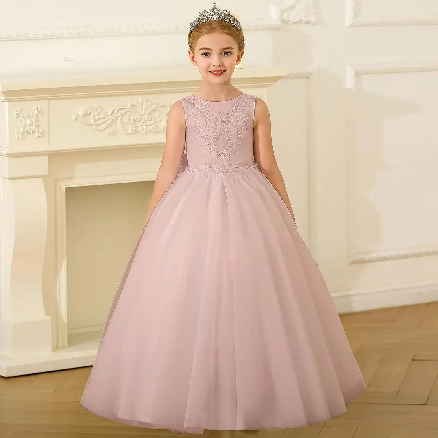 فستان الأميرة فستان فتاة الزهور لحفلات الزفاف فساتين التواصل الأول منتفخة تول للأطفال فستاين سهرة/فساتين الحفلات فستان فتاة الزهور