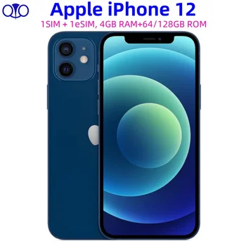 Unlocked Original Apple iPhone 12 Ram 4GB Rom 64/128GB ID NFC Dual Camera Face ID Mobile Phone 96% New