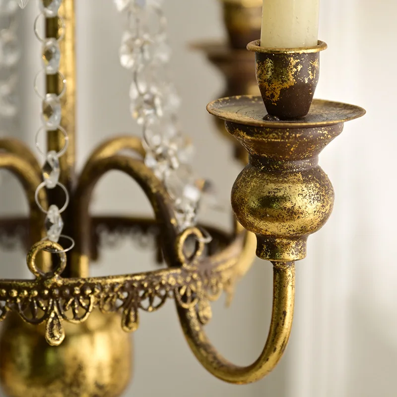 

French wrought iron candle holder ornament, crystal romantic atmosphere candle holder, retro high-end feeling candle cup