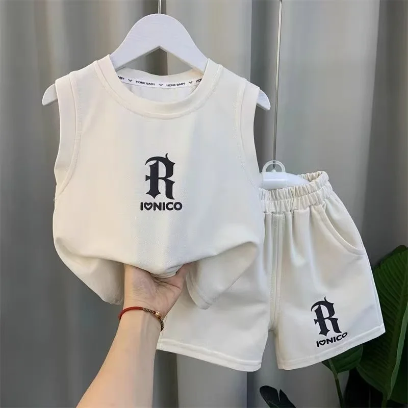 Children's Summer Clothing Set 2026 New Fashionable Boys and Babies Sleeveless T-shirt Shorts 2-Piece Girls' Casual Sports Set