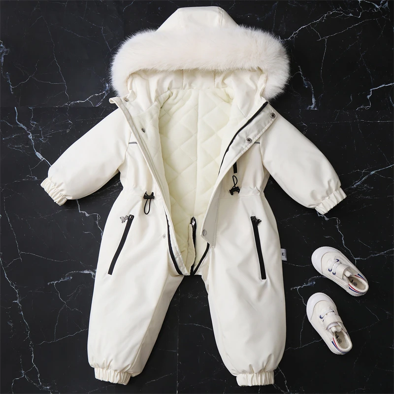 Children Winter Jumpsuit Thicken Boys Ski Suit Warm Baby Snowsuit Waterproof Boys Overalls Hooded Girls Jacket Clothes 2-5Years