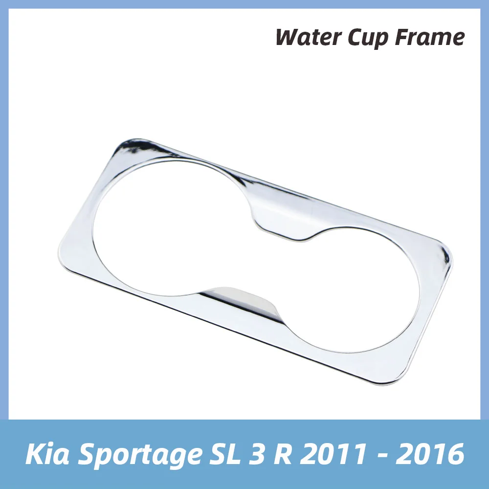 

For Kia Sportage SL 3 R 2011 - 2016 LHD Stainless Steel Car Seat Back Row Water Cup Holder Cover Frame Trim Sticker Accessories