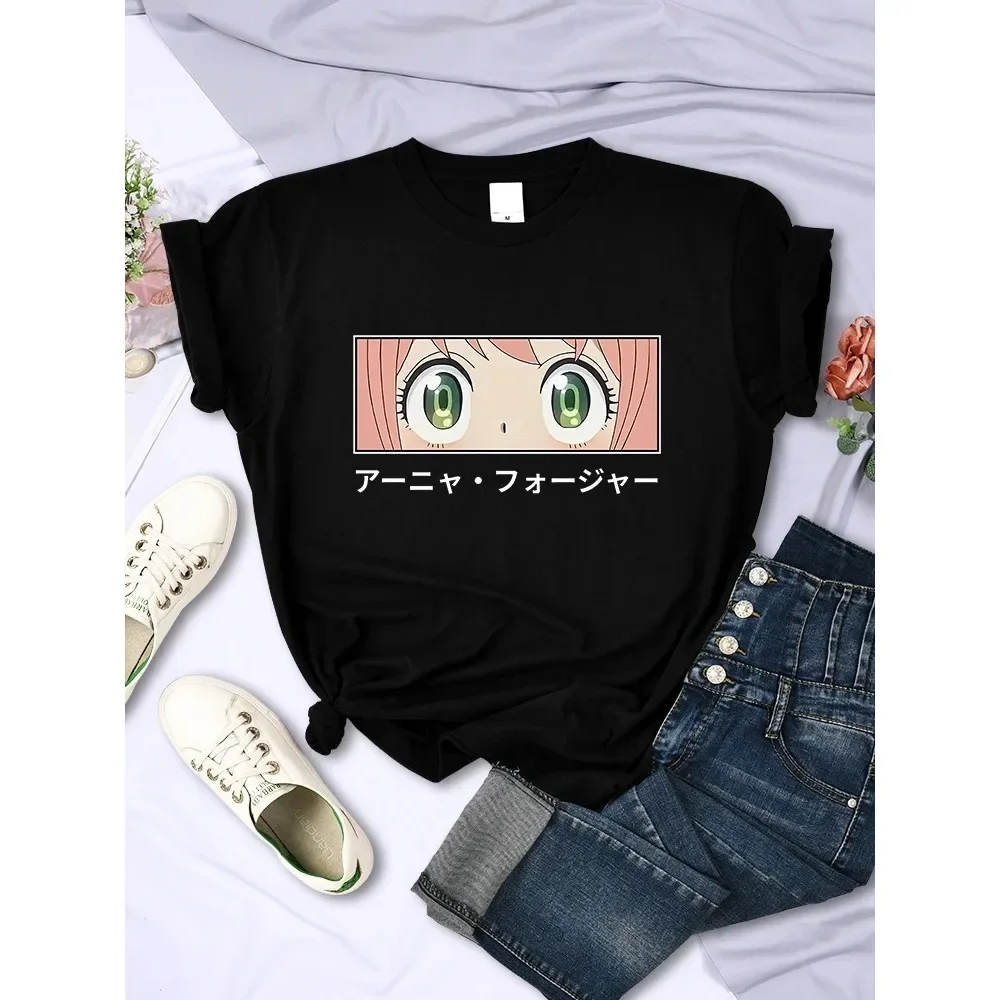 Japanese Anime Spy X Family Anya Fake Graphic Printed Shirt Streetwear 100% Cotton Ladies Fashion Short Sleeve T-Shirt Top