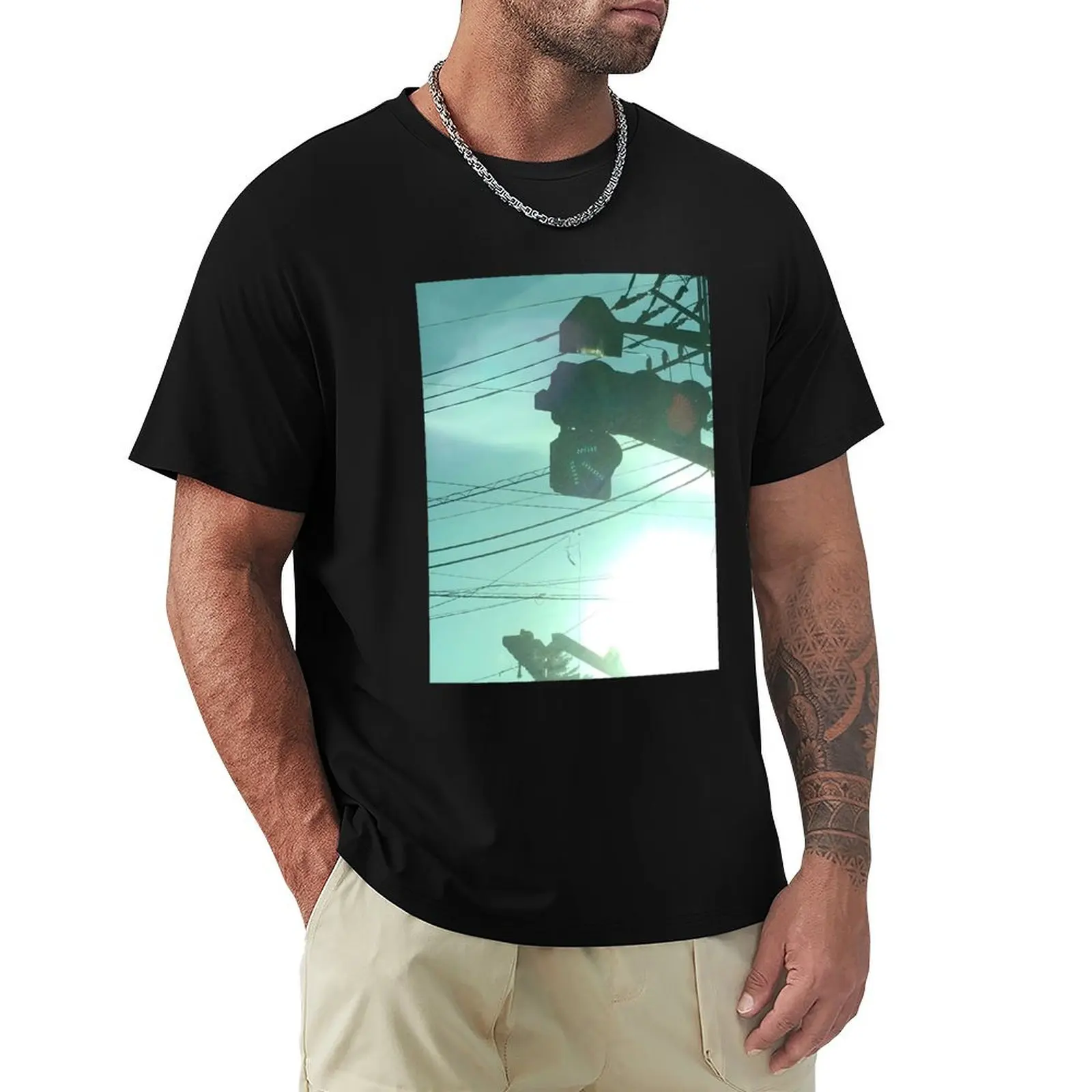 A Japanese traffic light T-Shirt Simple Solid Color Crew Neck Tee