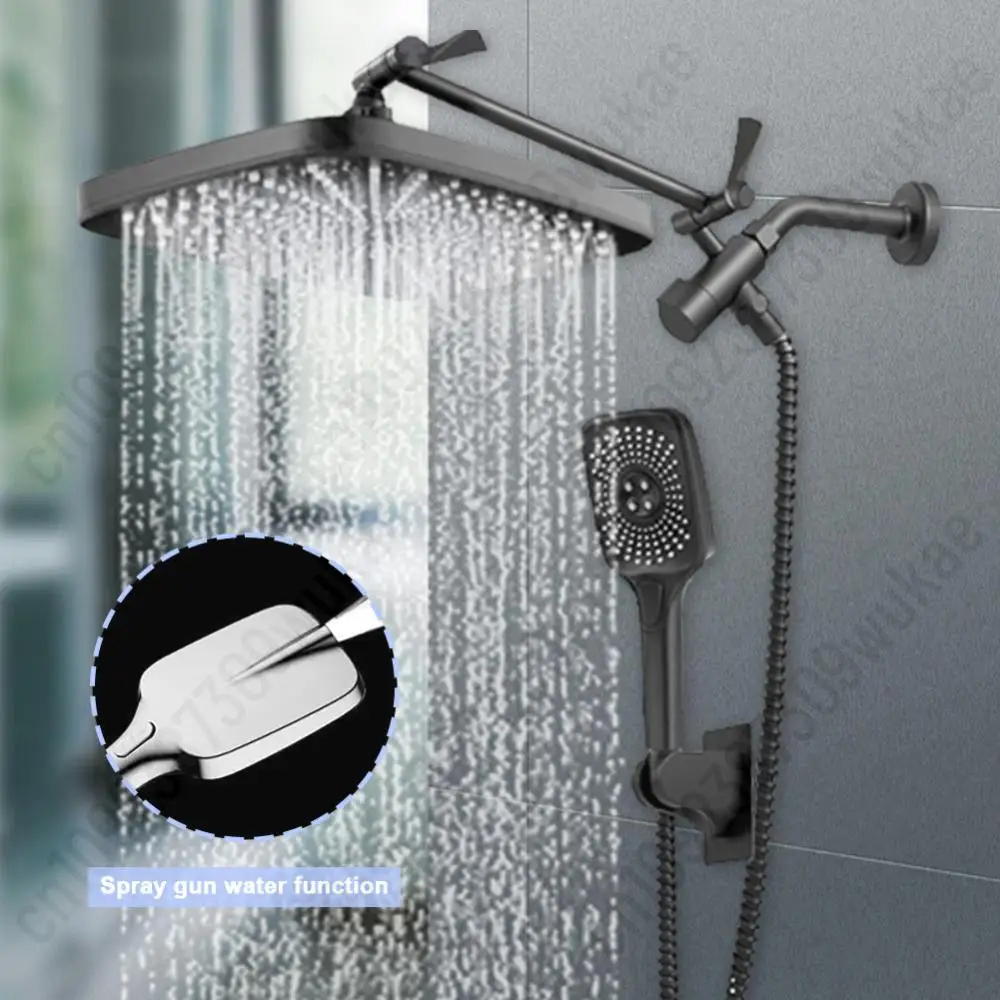 12 Inch Shower Head Set High Pressure Rainfall Shower Head Handheld Shower Combo with Extension Arm Adjustable Anti-Leakage