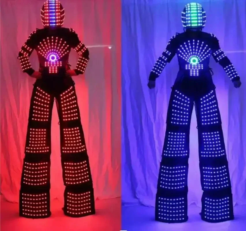 

LED Robot Costume Light Suits Programming Controller Sets Helmet Halloween Cosplay Nightclub Clothing Light Suits