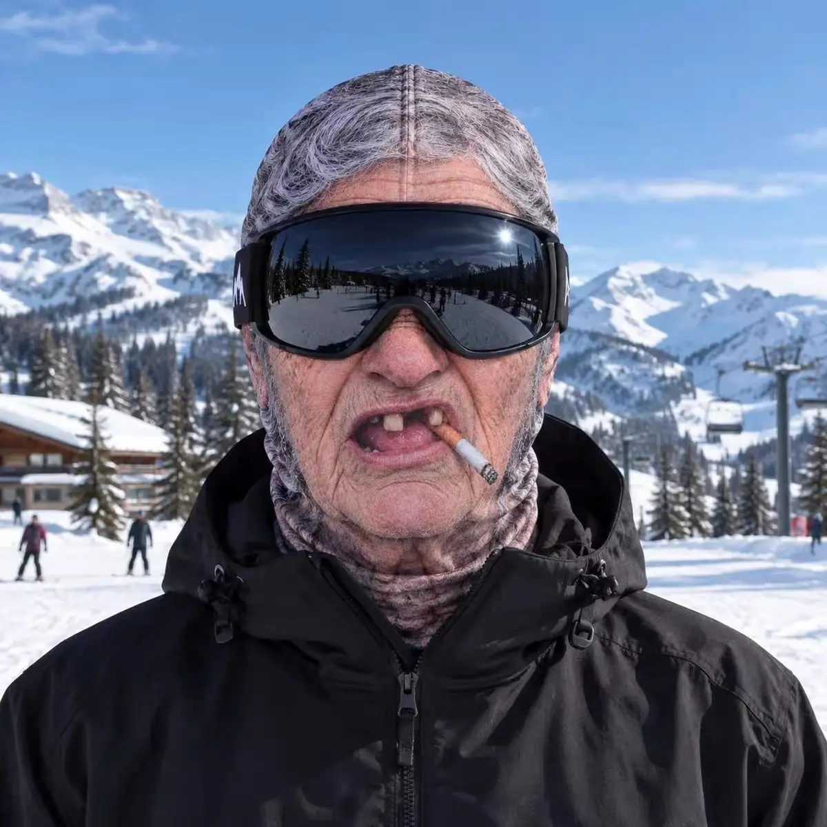 Niche windproof personalized Internet celebrity headgear new funny big teeth smiley face ski mask simulation portrait hood