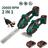 2in1 Cordless Electric Hedge Trimmer & Pruner, 20000rpm Rechargeable Garden Scissors, Handheld Lawn Mower for Weeding Power Tool