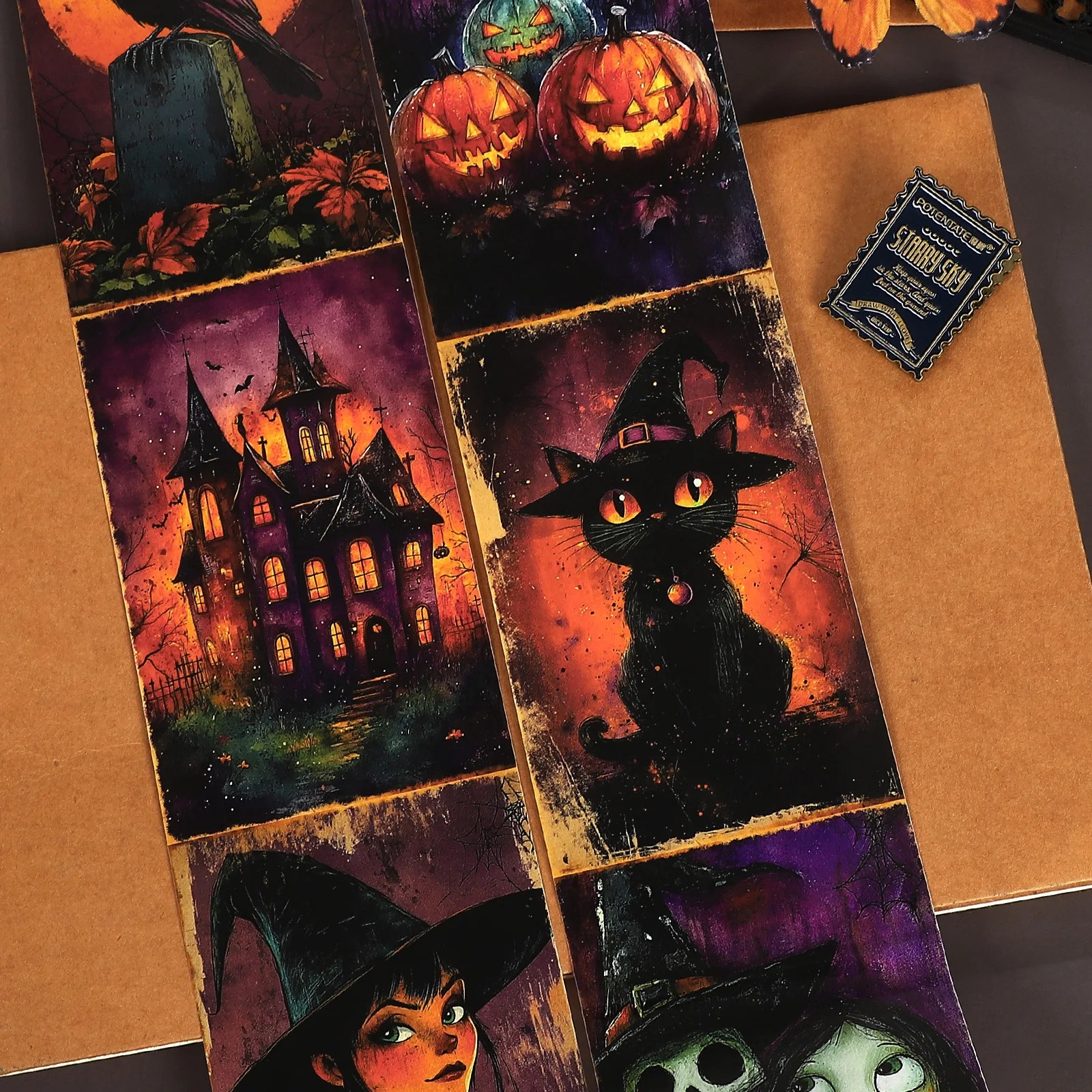 80mm*205cm Vintage Halloween Witch Landscape Washi Tape Creative DIY Journal Material Collage Scrapbooking Stationery