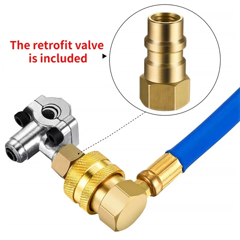 1Set BPV31 Hose Refrigerant Valve Piercing U-Type Piercing Tap Valve Kit With Gauge R134A