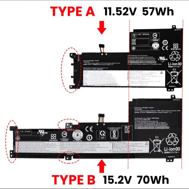 Imagem -02 - Bateria para Lenovo Ideapad 515are05 15alc05 15itl05 15iil05xiaoxin Air15s550-15sb10w8695 L19m3pf6 L19d3pf3 L19c4pf1 L19l3pf2