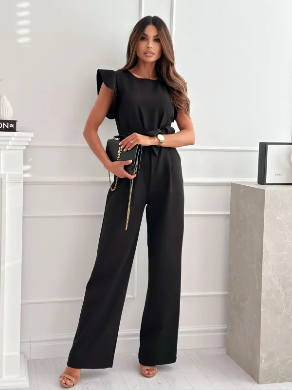 Summer Women\'s Wide Leg Jumpsuit 2024 New Office Retro Elegant Jumpsuit Women\'s One-piece Work Wear