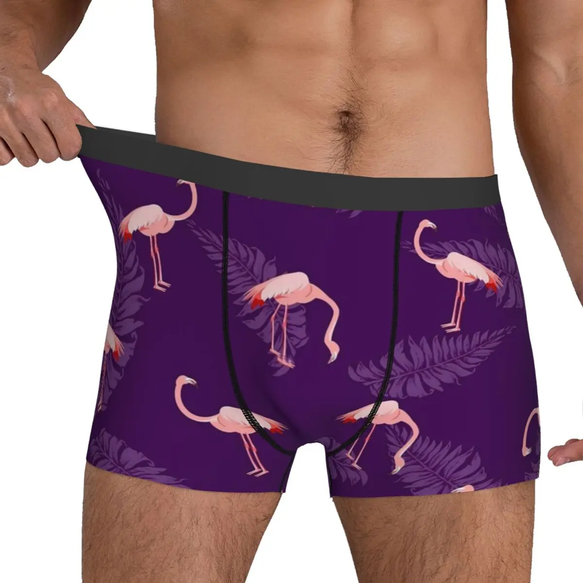 Bird And Leaf Underwear Pink Flamingo Men Shorts Briefs Elastic Boxer Shorts Hot Custom Oversize Panties