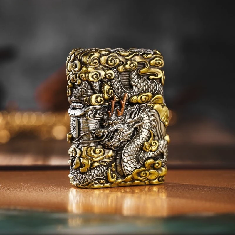 New Longma relief armor fuel lighter, classic windproof grinding wheel lighter, cigarette accessories, men's gift