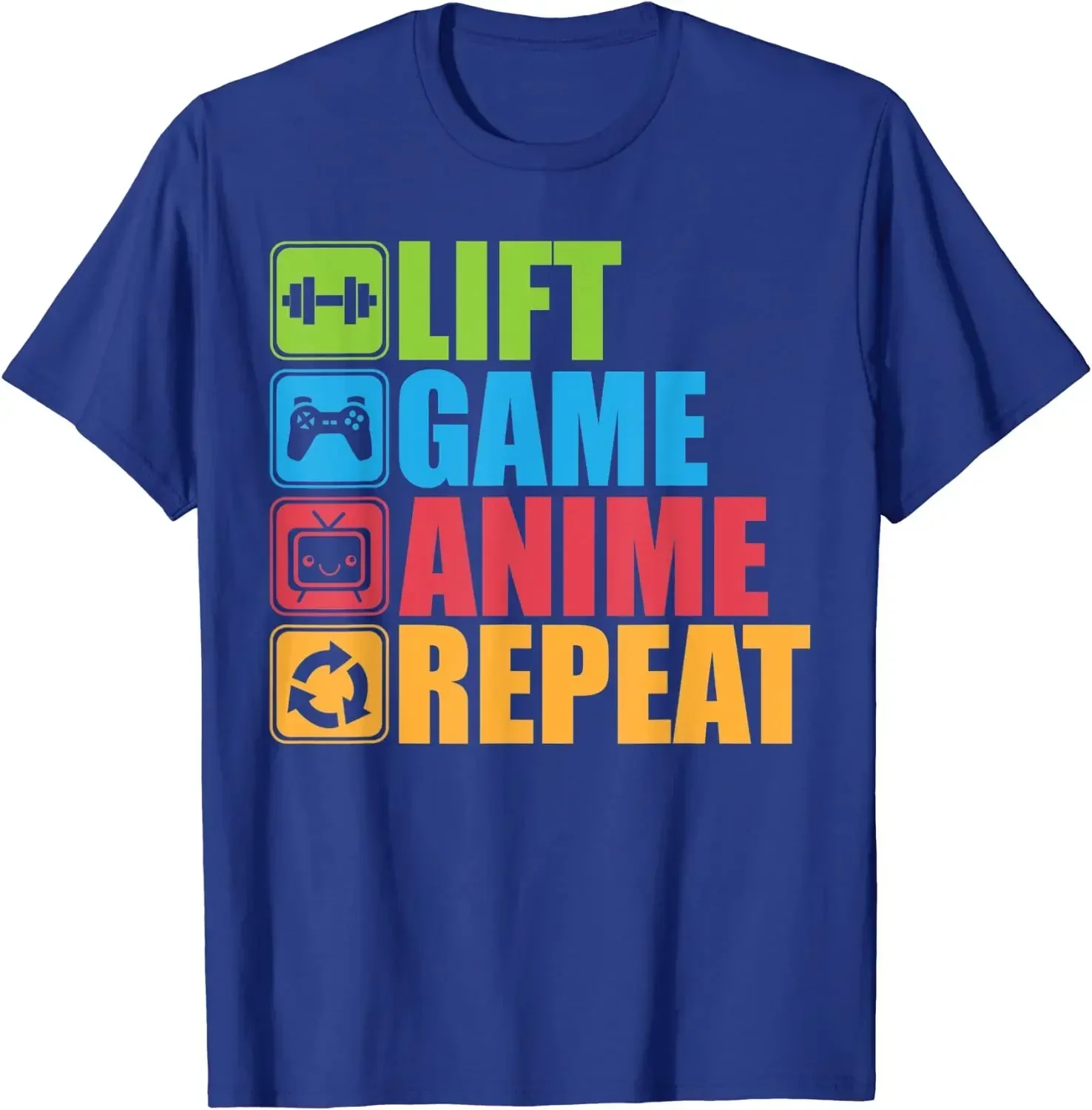 Lift Anime Game Repeat Gym T-Shirt for Men Women Game Lover Men Clothing T Shirt Men Streetwear Cotton Daily Four Seasons