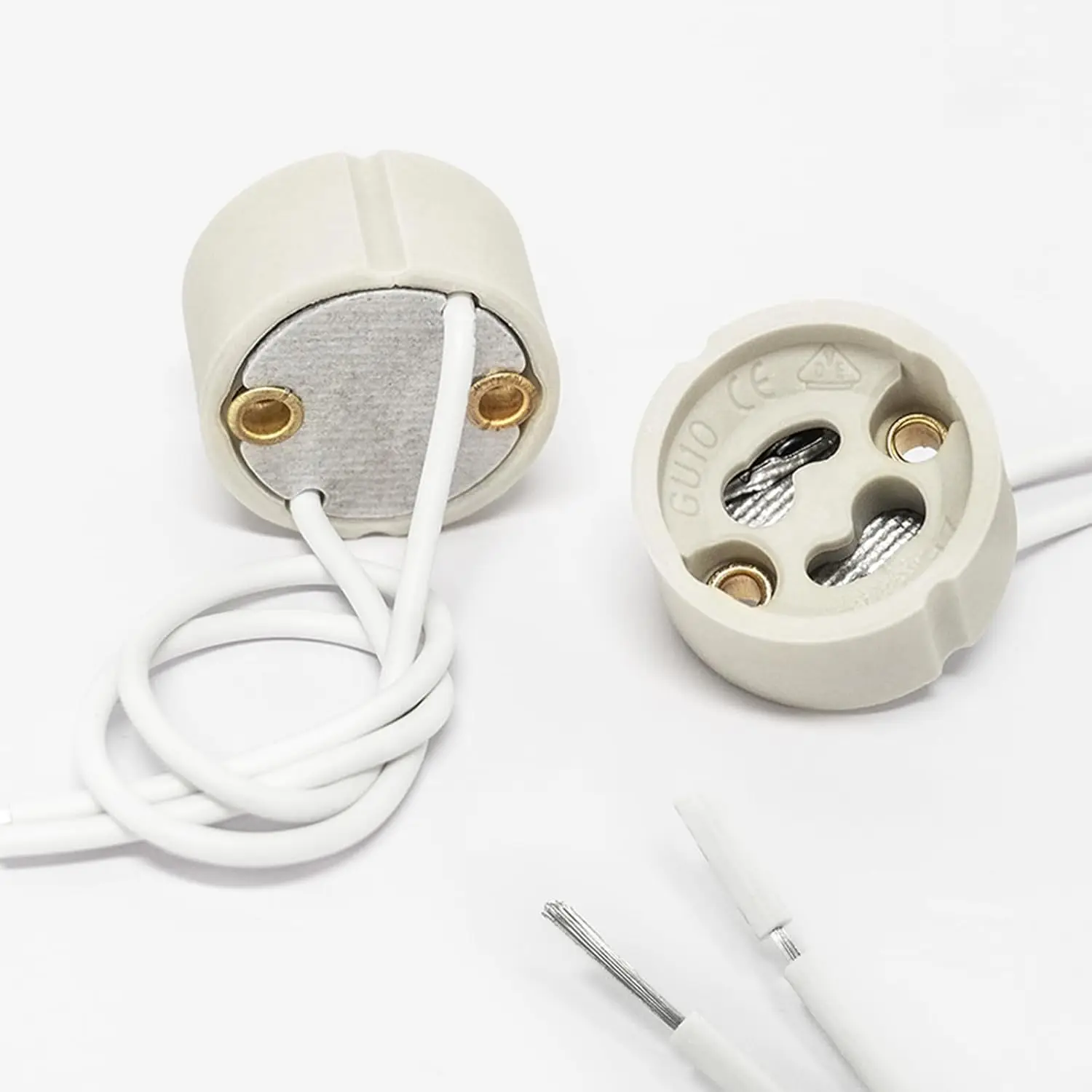 GU10 base socket, 600 ℃ heat-resistant maximum 250V 300W, ceramic lamp holder and silicone wire connector 5-100 pieces set
