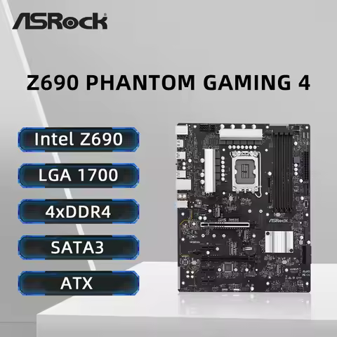 ASRock Z690 PHANTOM GAMING 4 Motherboard Support i9-14900K i7-12700K i5-12400F CPU LGA 1700 4xDDR4 USB3.2Gen2 M.2 PCIe 5.0 ATX