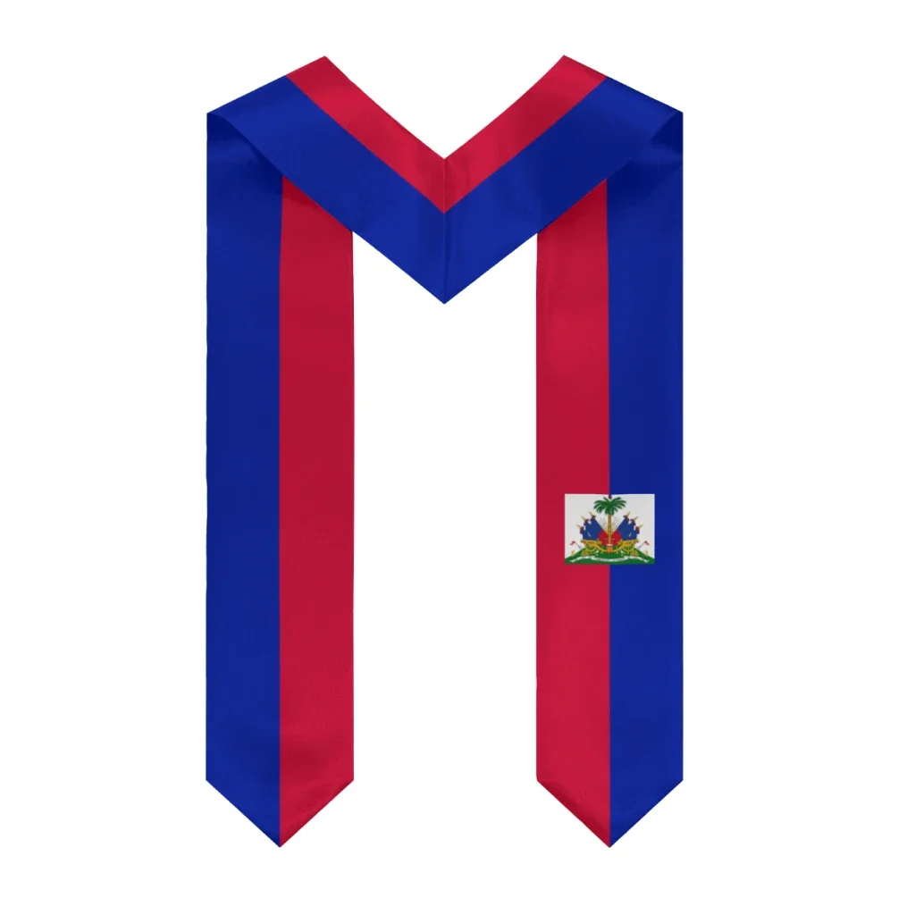 Customization More Design Graduation Shawl Haiti Flag & United States Flag Stole Sash Honor Study Aboard International Students