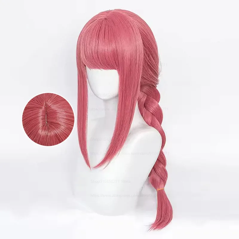 High Quality Anime Chainsaw Man Makima Cosplay Wig Long Rose Red Heat Resistant Synthetic Hair Halloween Role Play Wigs + WigCap