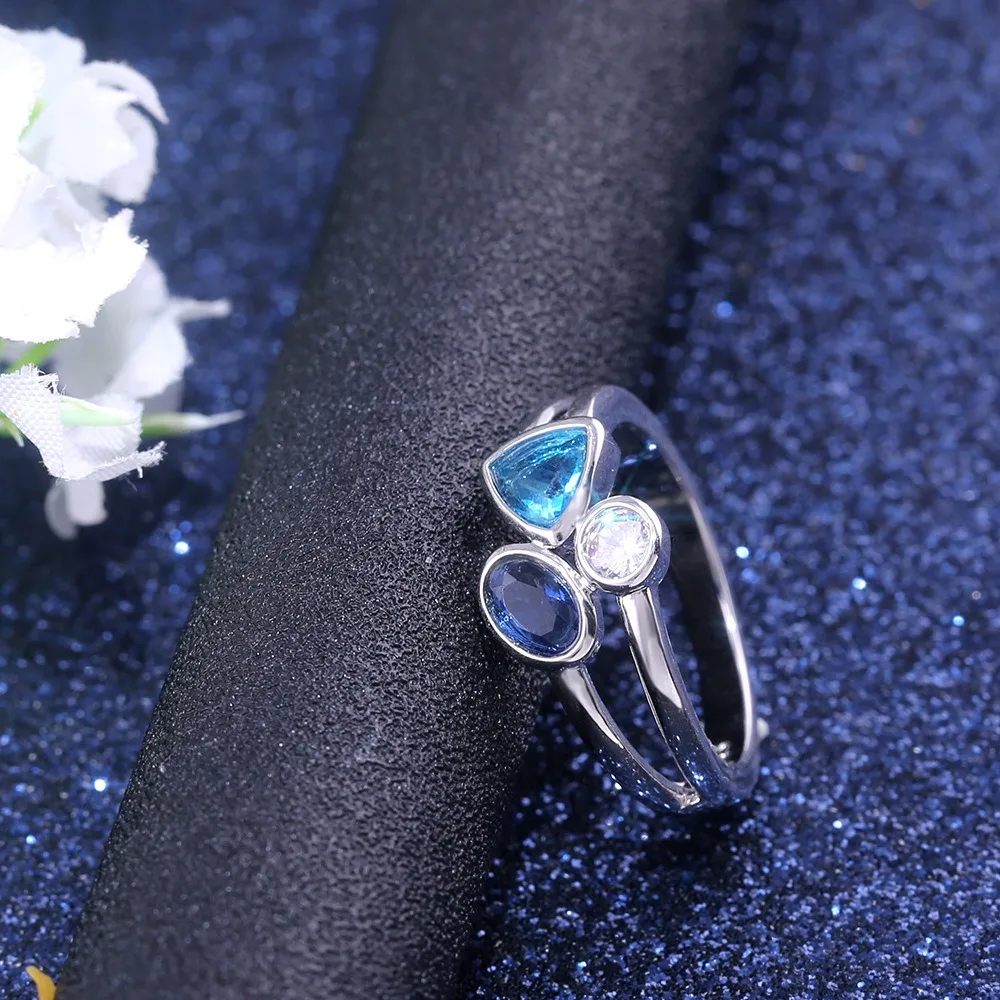 Personality Creative Irregular Geometry Three Colors 5A Zircon Stainless Steel Finger Rings for Women Trendy Simple Jewelry Gift