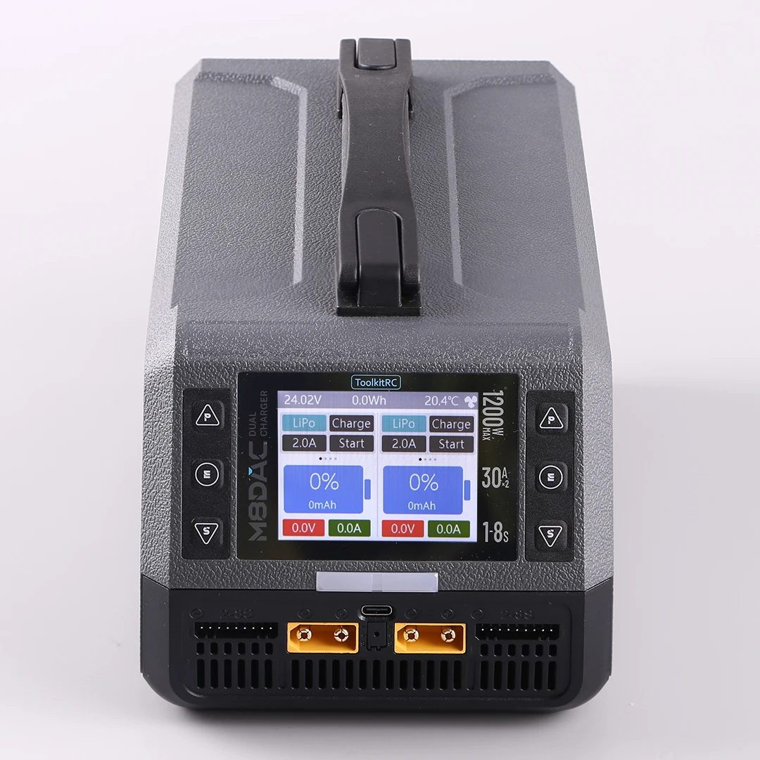 

ToolkitRC M8DAC intelligent charger 2-channel 1-8S AC 1200W 50A 30A lithium battery remote control drone FPV model car 1/5 1/6