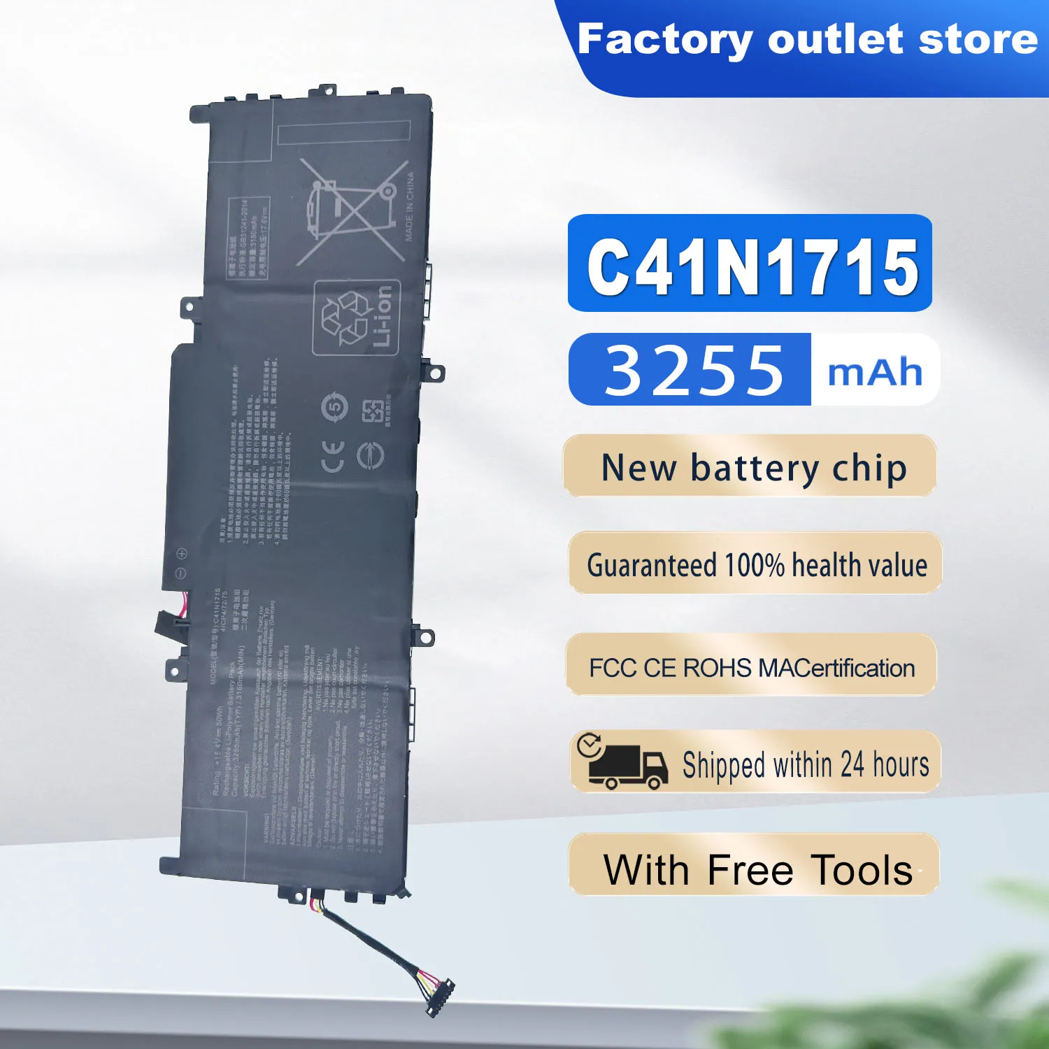 

DXT New Laptop Battery C41N1715 For Asus Zenbook 13 UX331UA UX331UN UX331FN U3100FN U3100UN UX331UA-1B UX331UN-1EUX331UN-EG105T