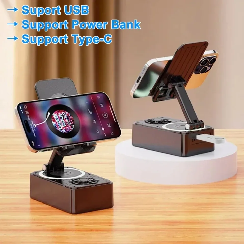 3 In 1 Foldable Phone Stand Bluetooth Speaker Power Bank Multi Purpose Desktop Holder for Live Streaming Home Office Daily Use