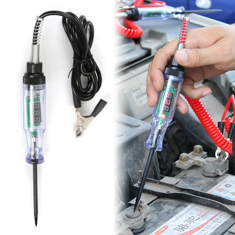 Auto Circuit Tester Test Light with Portable PU Spring Wire Essential Tool for Diagnosing Vehicle Electrical Problem 40GF