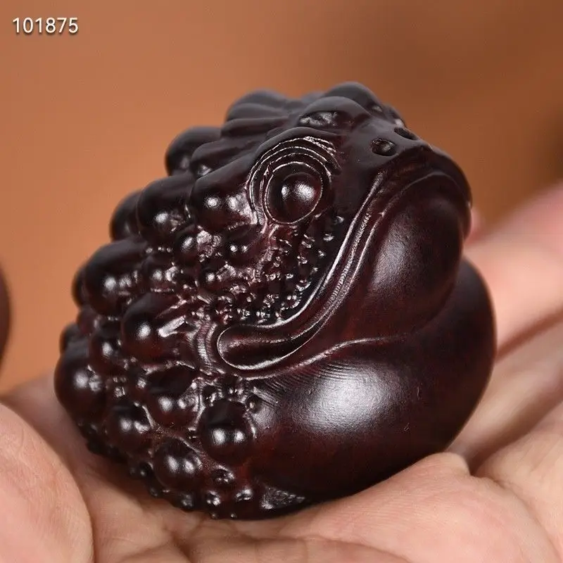 Ebony Solid Wood Carving Handicrafts Golden Toad Lucoring Handicraft Pieces Plate Play Culture Play Health Care Collection Gifts